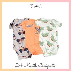 Carter's Kids Bodysuit Trio in Gray, Orange, and Green (24 Months)